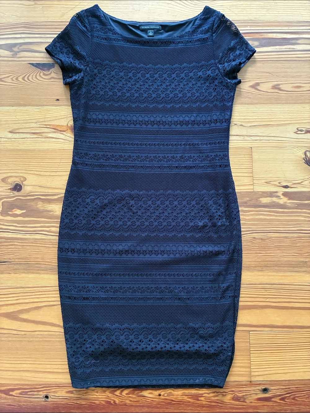 Banana Republic Navy Crochet Lace Stretch Dress